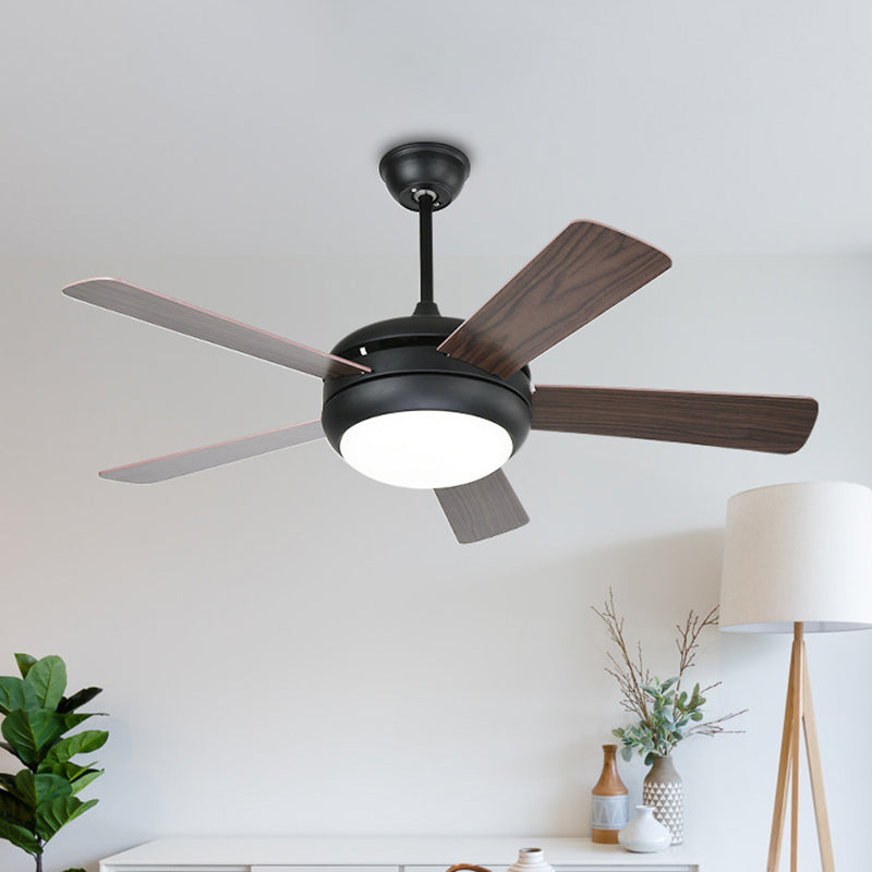 Metal Coffee Semi Flush Light Ayémordial Dome 48 "W LED LED PENDANT ANTIQUÉ lampe en 3 couleurs Lumière avec / sans conversion de fréquence, 5 lames