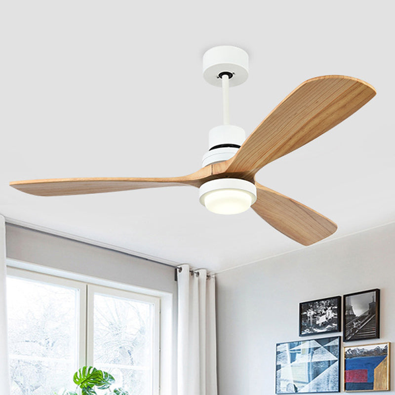 Acrylring Deckenlüfter Licht Einfachheit 52 "W LED Wohnzimmer Halbmontage Beleuchtung in Weiß mit 3 Holzklingen