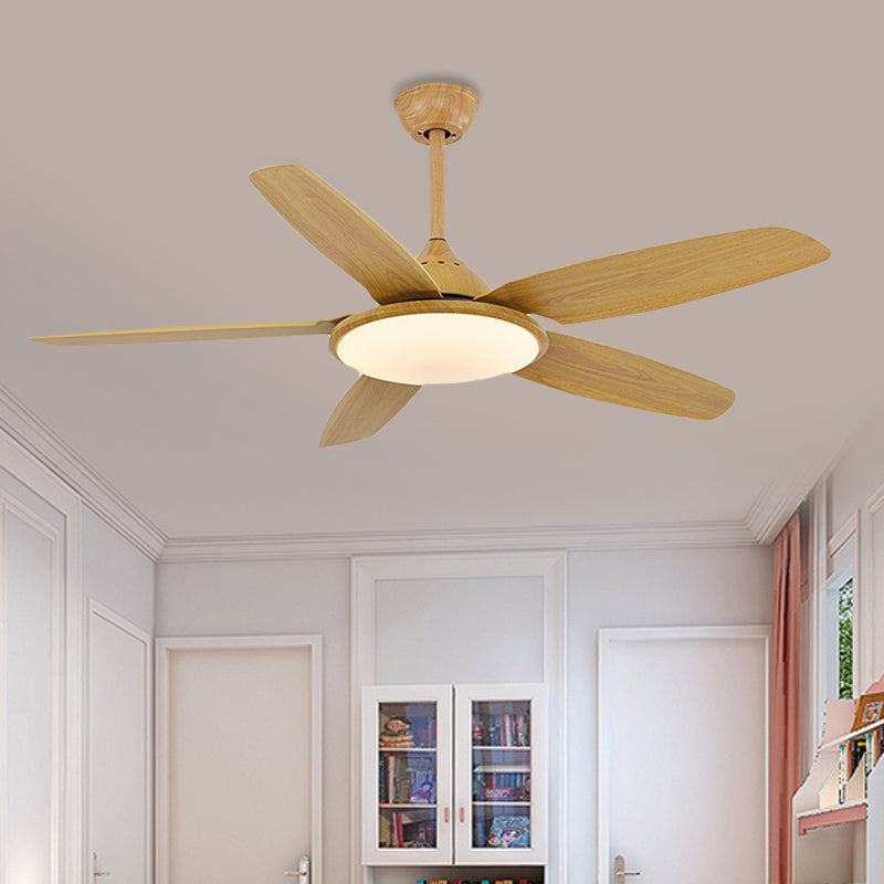 LED Metall Anhänger Lüfterbeleuchtung minimalistischer Holz Runde Esszimmer 6 Klingen Halbflush Mount Deckenleuchte, 52 "breit