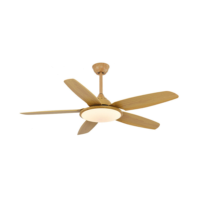 LED Metall Anhänger Lüfterbeleuchtung minimalistischer Holz Runde Esszimmer 6 Klingen Halbflush Mount Deckenleuchte, 52 "breit