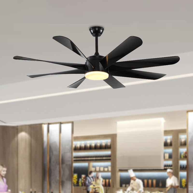 Modernistischer Kreis halb Flush Lighting Acryl 8 Klingen LED Hängende Lüfterlampe in schwarz, 60 "breit