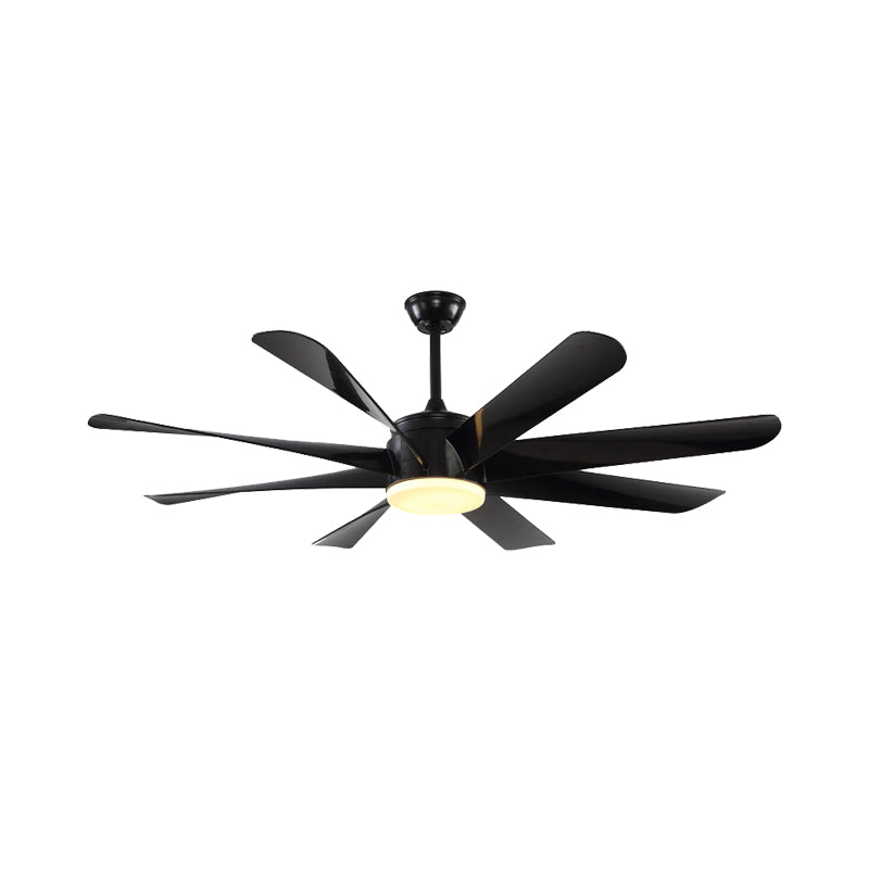 Modernistischer Kreis halb Flush Lighting Acryl 8 Klingen LED Hängende Lüfterlampe in schwarz, 60 "breit