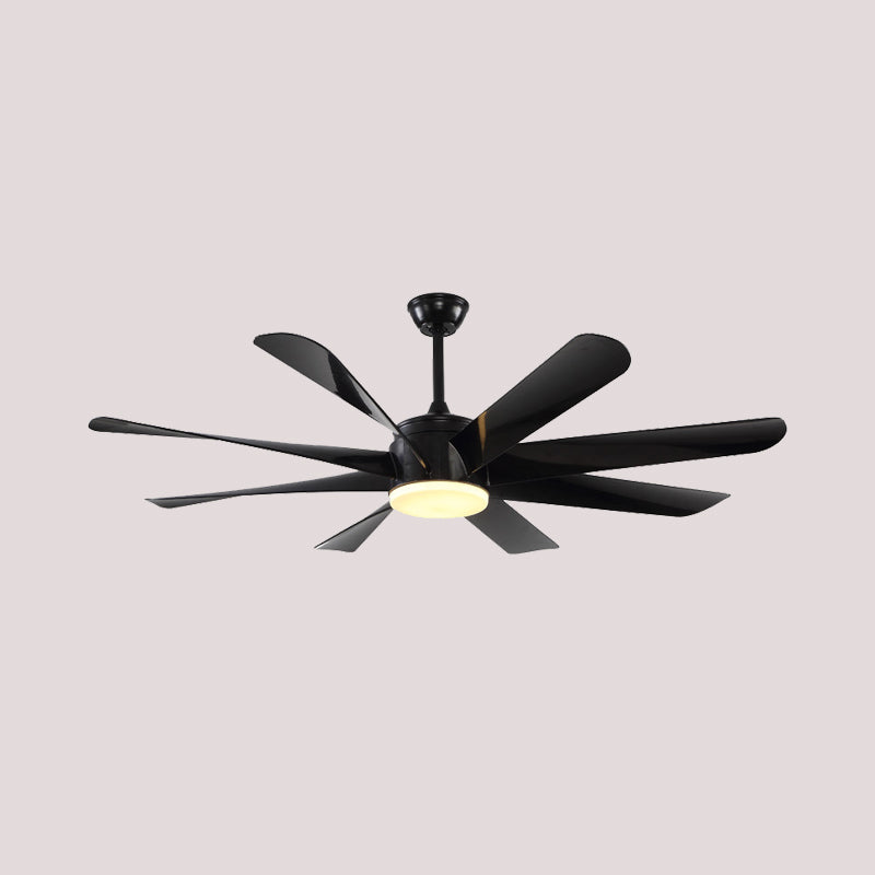 Modernistischer Kreis halb Flush Lighting Acryl 8 Klingen LED Hängende Lüfterlampe in schwarz, 60 "breit