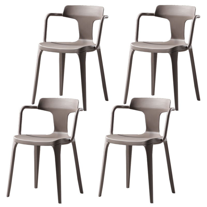 Chaises de salle à manger en plastique de style contemporain, chaises latérales à bras pour cuisine