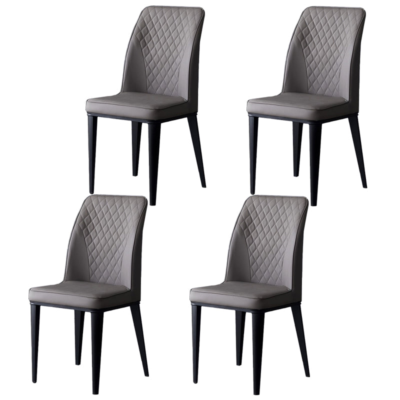 Silla lateral interior escandinava Silla de comedor con respaldo sólido tapizada de metal