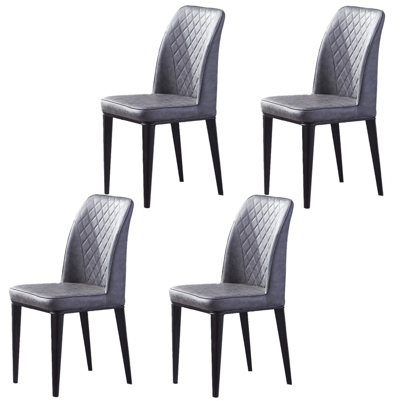Silla lateral interior escandinava Silla de comedor con respaldo sólido tapizada de metal