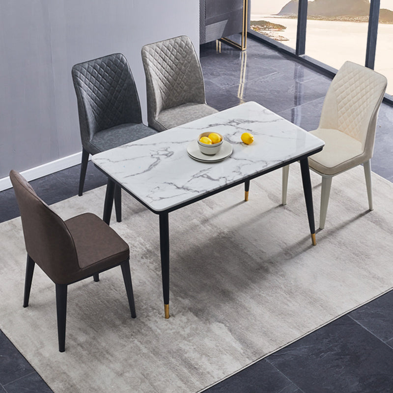 Chaise d'appoint d'intérieur scandinave, chaise de salle à manger à dossier solide rembourrée en métal