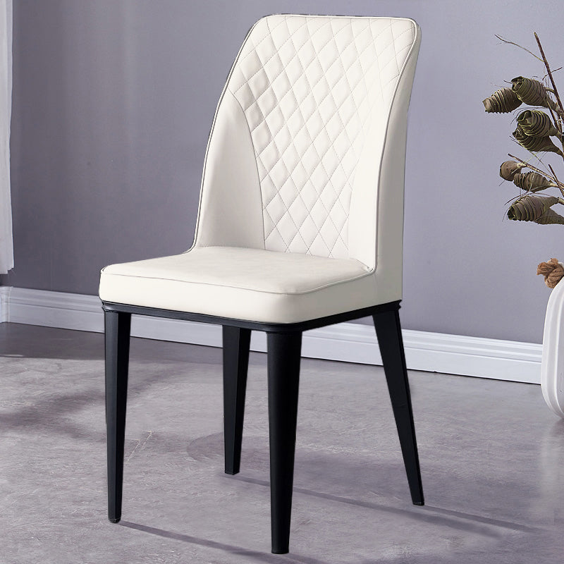 Chaise d'appoint d'intérieur scandinave, chaise de salle à manger à dossier solide rembourrée en métal