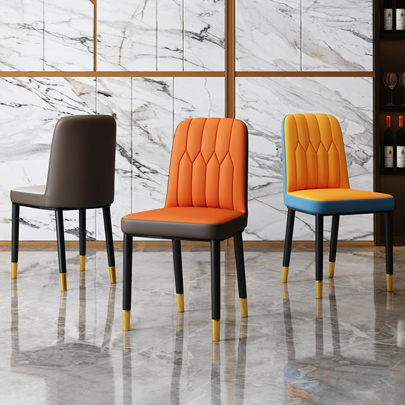Chaise d'appoint d'intérieur scandinave, chaise de salle à manger rembourrée en métal avec dossier Parsons