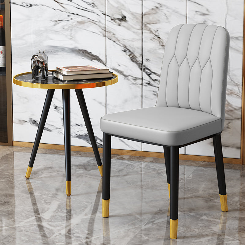 Chaise d'appoint d'intérieur scandinave, chaise de salle à manger rembourrée en métal avec dossier Parsons