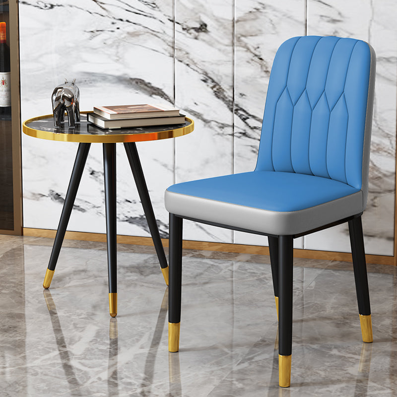 Chaise d'appoint d'intérieur scandinave, chaise de salle à manger rembourrée en métal avec dossier Parsons
