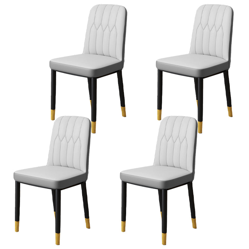 Chaise d'appoint d'intérieur scandinave, chaise de salle à manger rembourrée en métal avec dossier Parsons