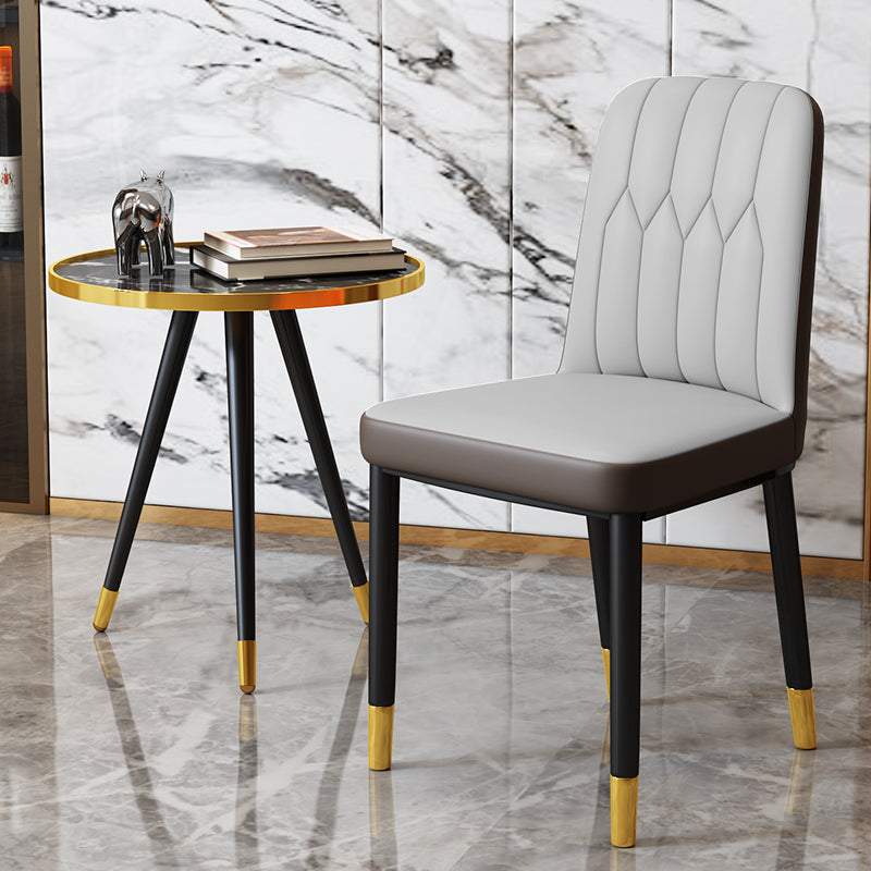 Chaise d'appoint d'intérieur scandinave, chaise de salle à manger rembourrée en métal avec dossier Parsons