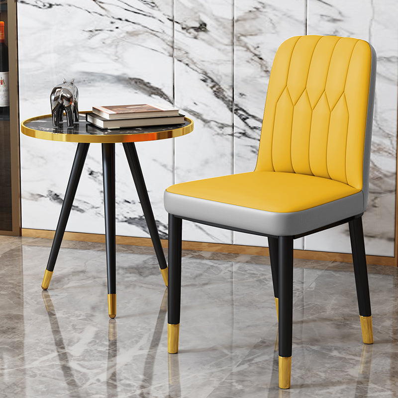 Chaise d'appoint d'intérieur scandinave, chaise de salle à manger rembourrée en métal avec dossier Parsons