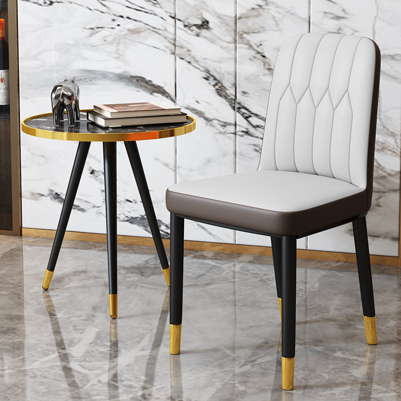 Chaise d'appoint d'intérieur scandinave, chaise de salle à manger rembourrée en métal avec dossier Parsons