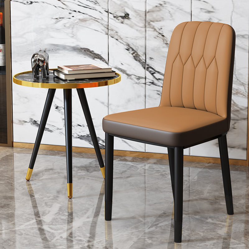 Chaise d'appoint d'intérieur scandinave, chaise de salle à manger rembourrée en métal avec dossier Parsons