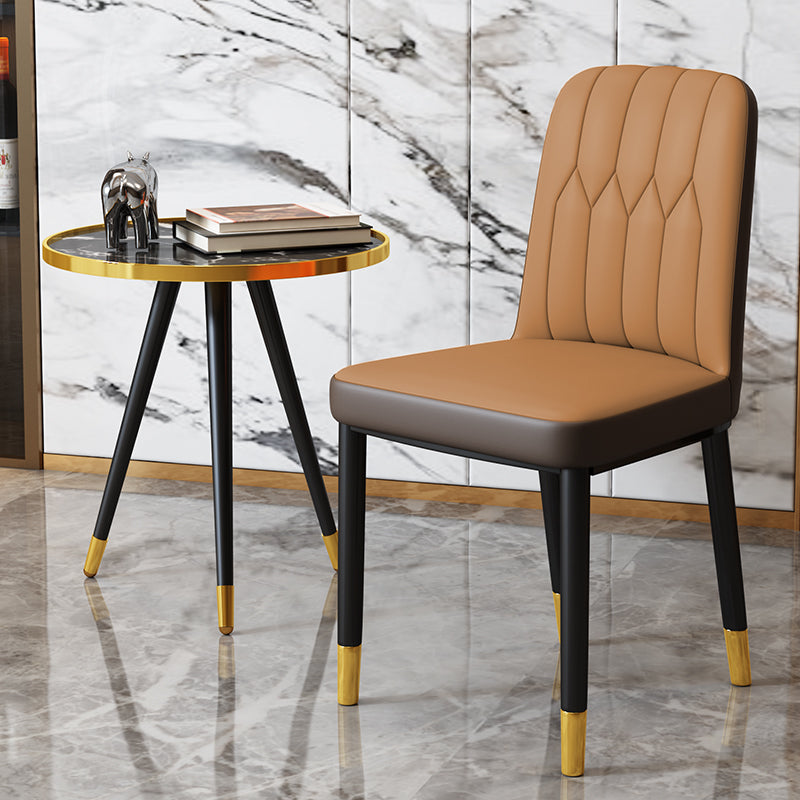 Chaise d'appoint d'intérieur scandinave, chaise de salle à manger rembourrée en métal avec dossier Parsons