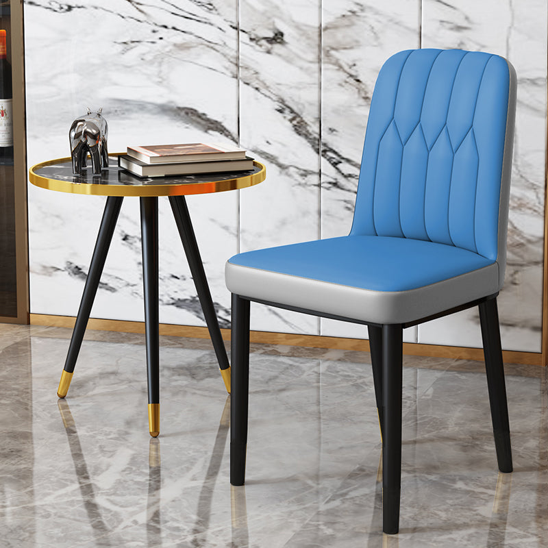 Chaise d'appoint d'intérieur scandinave, chaise de salle à manger rembourrée en métal avec dossier Parsons