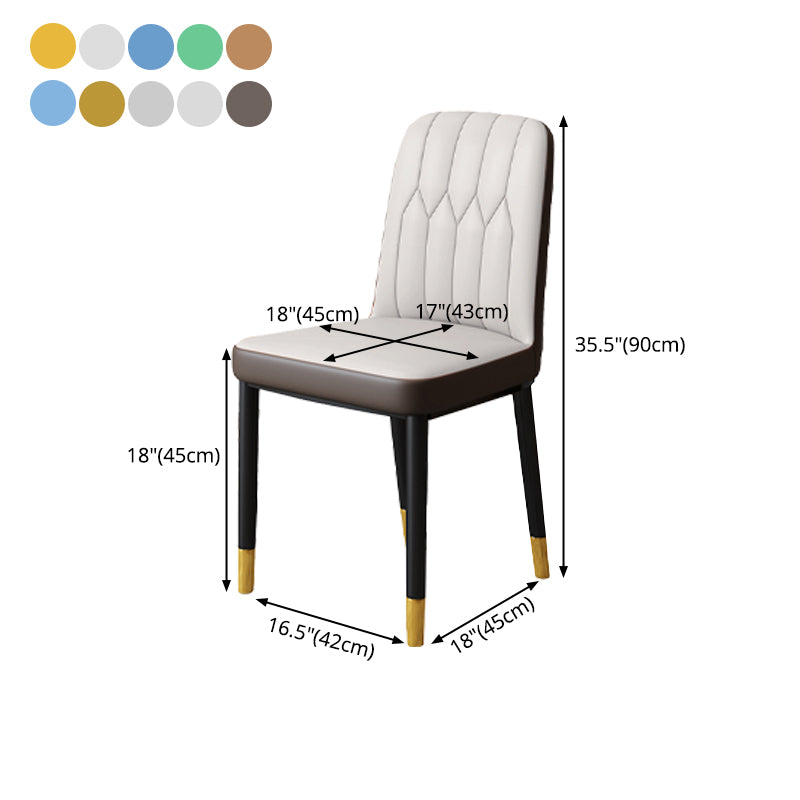 Chaise d'appoint d'intérieur scandinave, chaise de salle à manger rembourrée en métal avec dossier Parsons