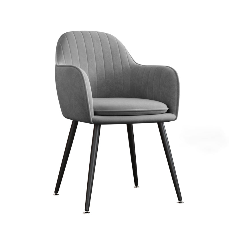 Sillón tapizado de terciopelo para comedor, sillón con respaldo sólido y patas de metal
