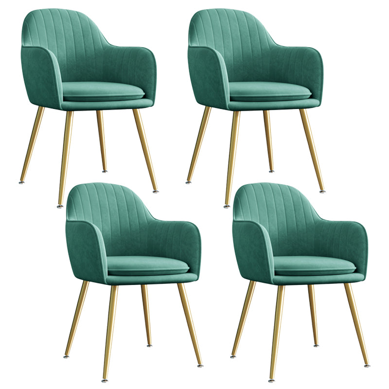 Sillón tapizado de terciopelo para comedor, sillón con respaldo sólido y patas de metal