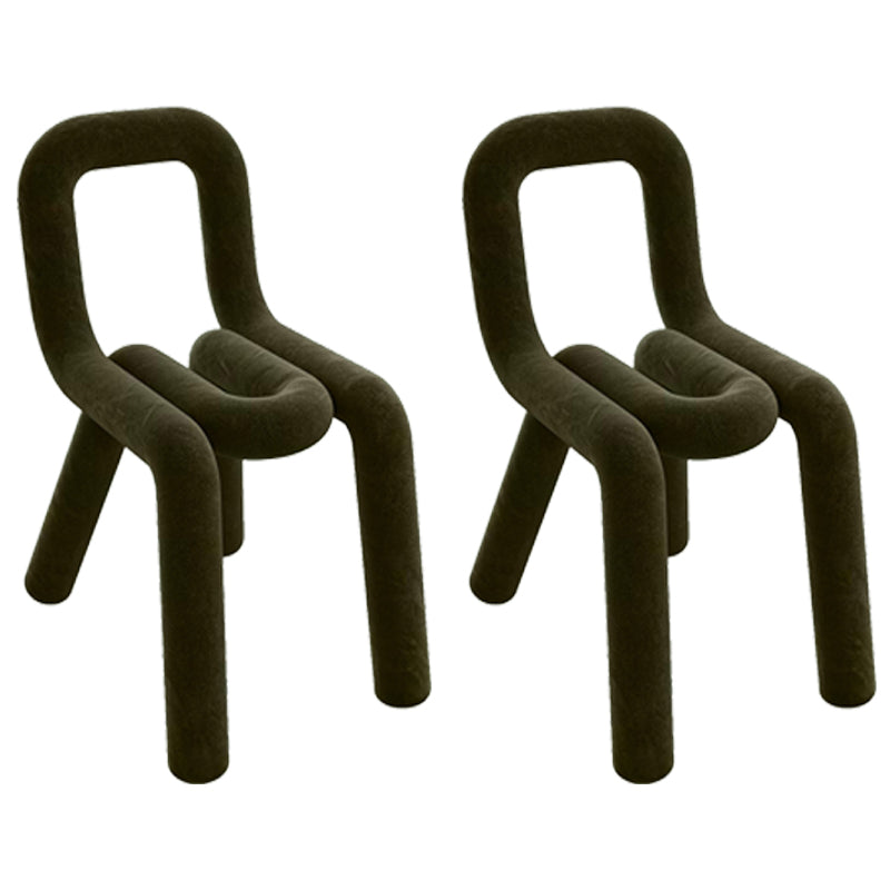 Ensemble de chaises latérales à dossier ouvert de salle à manger de chaises de velours de style contemporain