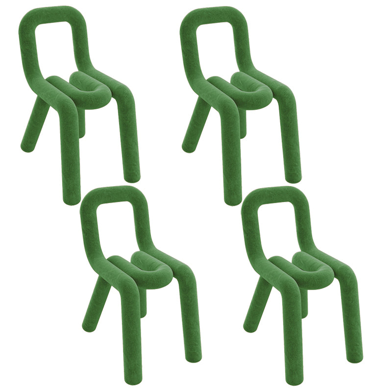 Ensemble de chaises latérales à dossier ouvert de salle à manger de chaises de velours de style contemporain