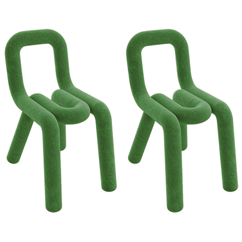 Ensemble de chaises latérales à dossier ouvert de salle à manger de chaises de velours de style contemporain