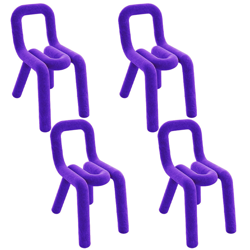 Ensemble de chaises latérales à dossier ouvert de salle à manger de chaises de velours de style contemporain