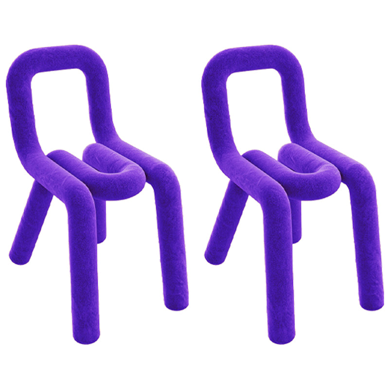 Ensemble de chaises latérales à dossier ouvert de salle à manger de chaises de velours de style contemporain