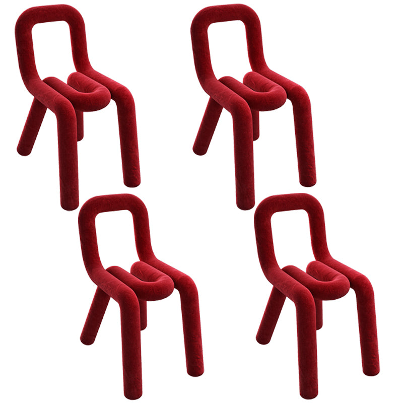 Ensemble de chaises latérales à dossier ouvert de salle à manger de chaises de velours de style contemporain
