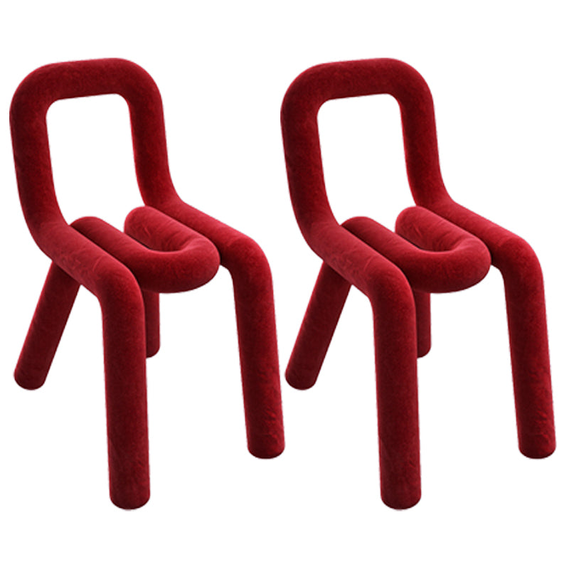 Ensemble de chaises latérales à dossier ouvert de salle à manger de chaises de velours de style contemporain