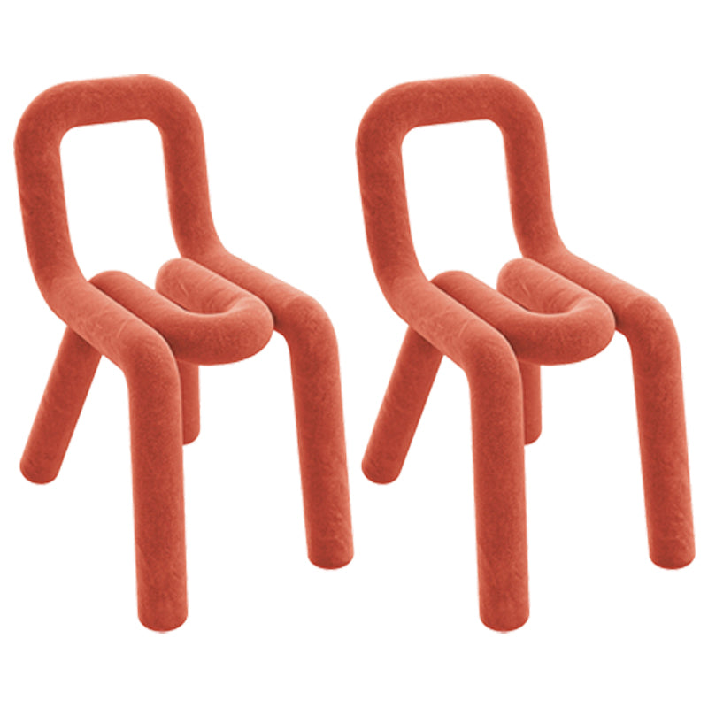 Ensemble de chaises latérales à dossier ouvert de salle à manger de chaises de velours de style contemporain
