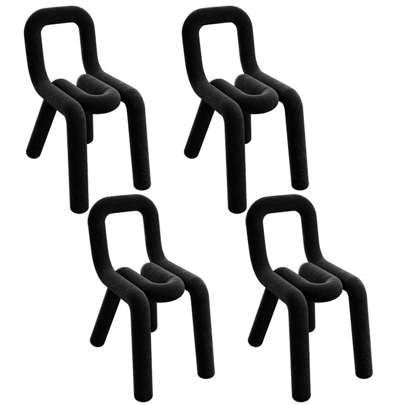 Ensemble de chaises latérales à dossier ouvert de salle à manger de chaises de velours de style contemporain