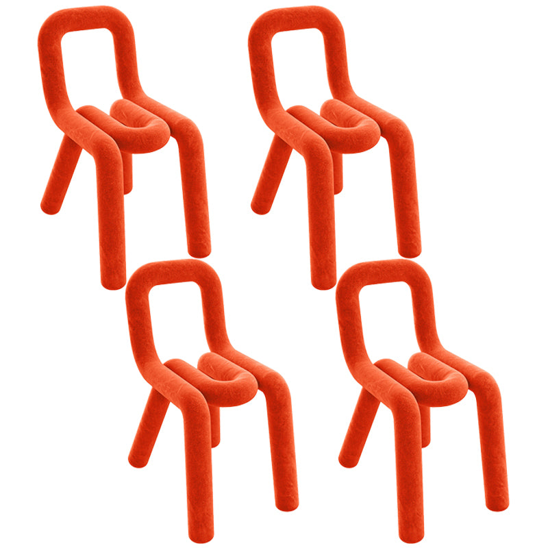 Ensemble de chaises latérales à dossier ouvert de salle à manger de chaises de velours de style contemporain