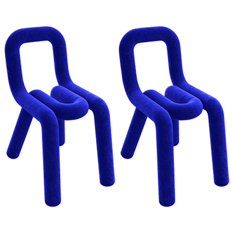 Ensemble de chaises latérales à dossier ouvert de salle à manger de chaises de velours de style contemporain