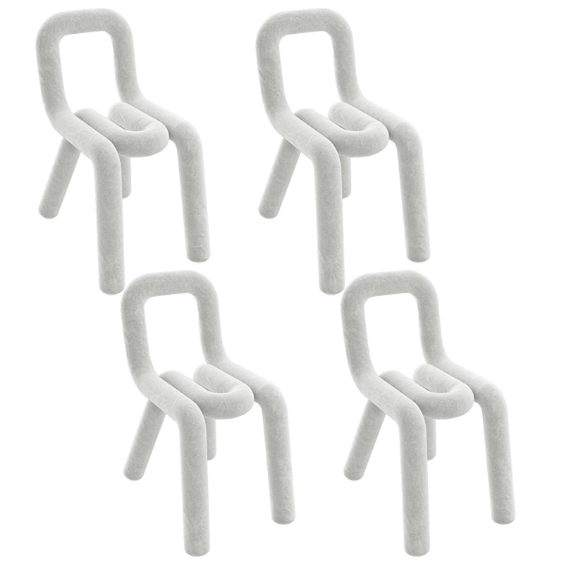 Ensemble de chaises latérales à dossier ouvert de salle à manger de chaises de velours de style contemporain