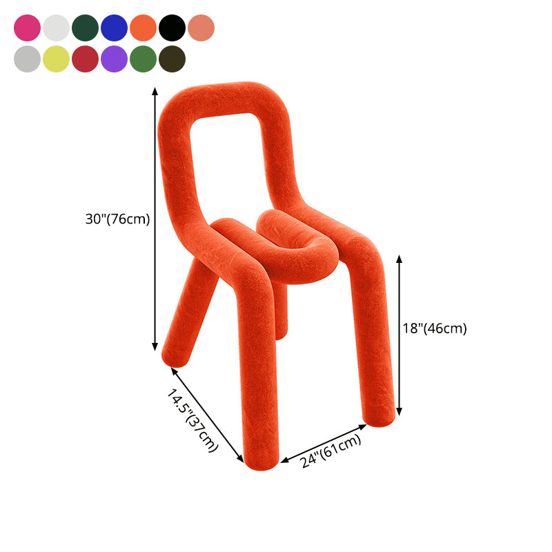 Ensemble de chaises latérales à dossier ouvert de salle à manger de chaises de velours de style contemporain