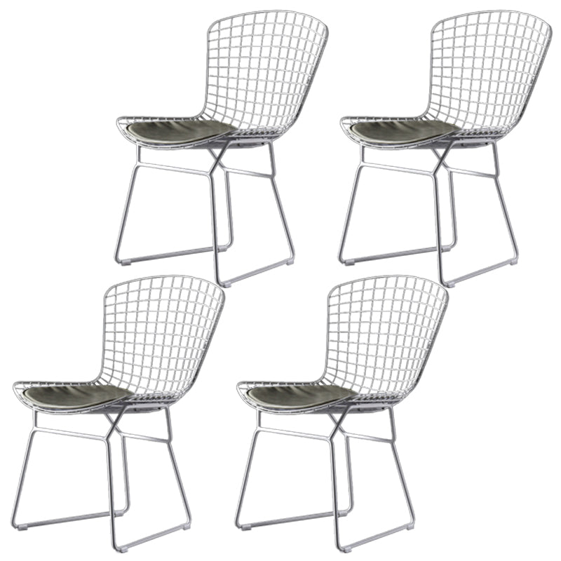 Scandinavian Metal Bedroom Side Chair Cross Back Matte Finish Dining Chair