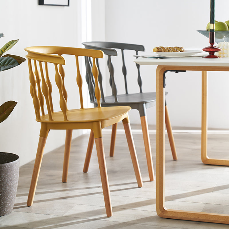Chaise d'appoint scandinave à dossier Windsor en hêtre, couleurs acidulées, chaise de salle à manger en bois (Ensemble de 4)