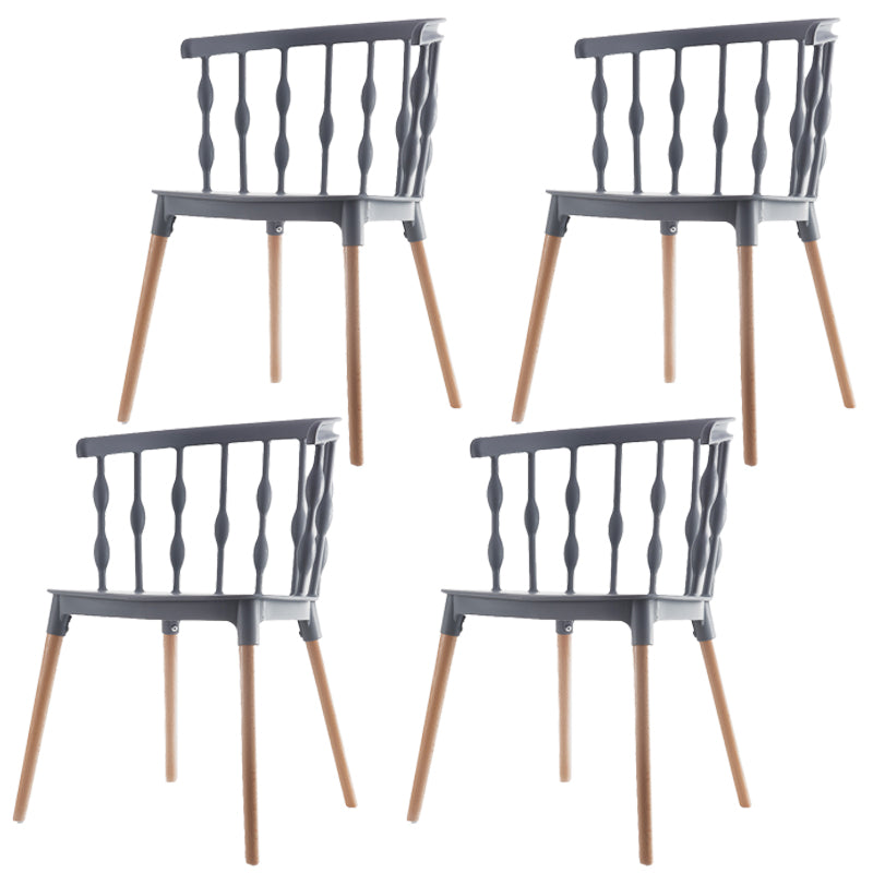 Chaise d'appoint scandinave à dossier Windsor en hêtre, couleurs acidulées, chaise de salle à manger en bois (Ensemble de 4)