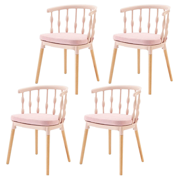 Chaise d'appoint scandinave à dossier Windsor en hêtre, couleurs acidulées, chaise de salle à manger en bois (Ensemble de 4)
