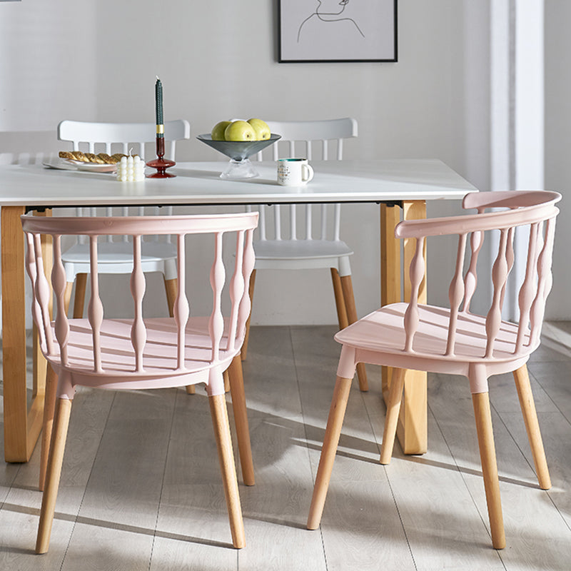 Chaise d'appoint scandinave à dossier Windsor en hêtre, couleurs acidulées, chaise de salle à manger en bois (Ensemble de 4)
