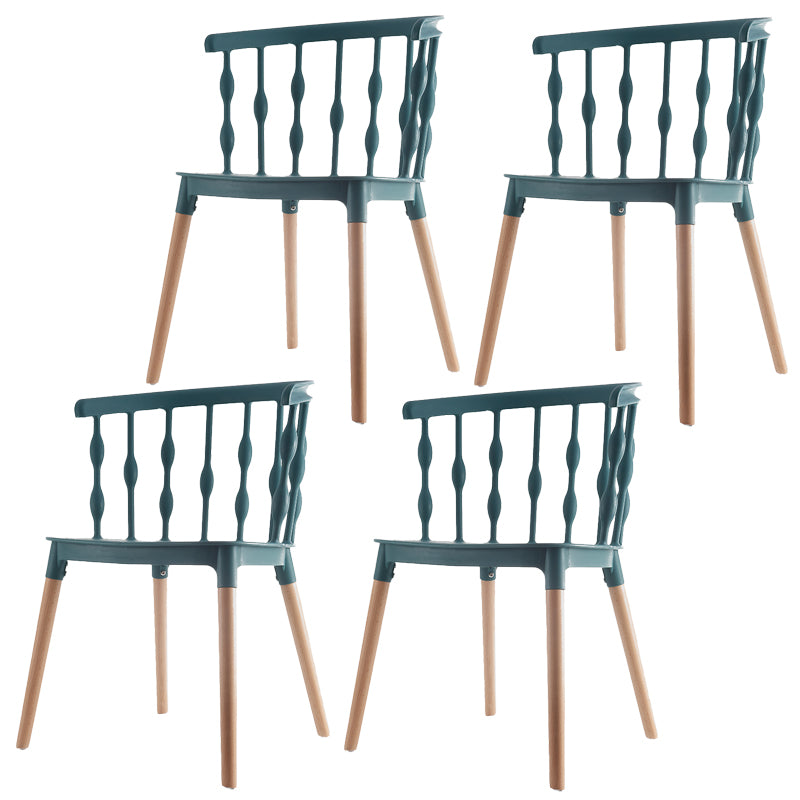 Chaise d'appoint scandinave à dossier Windsor en hêtre, couleurs acidulées, chaise de salle à manger en bois (Ensemble de 4)