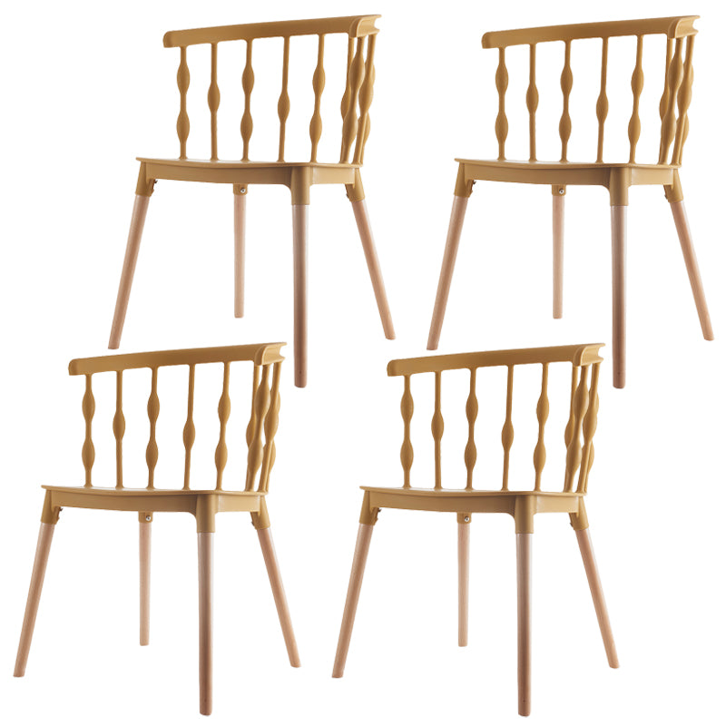 Chaise d'appoint scandinave à dossier Windsor en hêtre, couleurs acidulées, chaise de salle à manger en bois (Ensemble de 4)