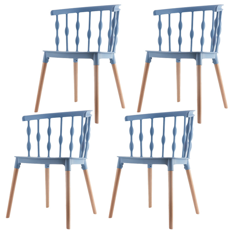 Chaise d'appoint scandinave à dossier Windsor en hêtre, couleurs acidulées, chaise de salle à manger en bois (Ensemble de 4)