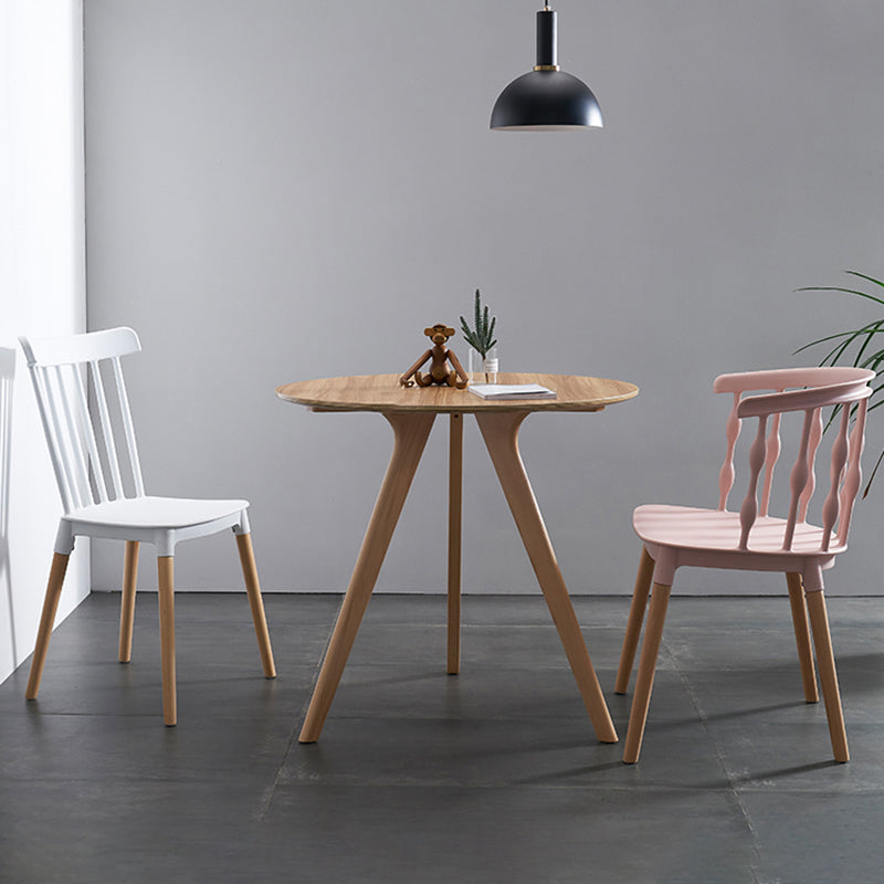 Chaise d'appoint scandinave à dossier Windsor en hêtre, couleurs acidulées, chaise de salle à manger en bois (Ensemble de 4)