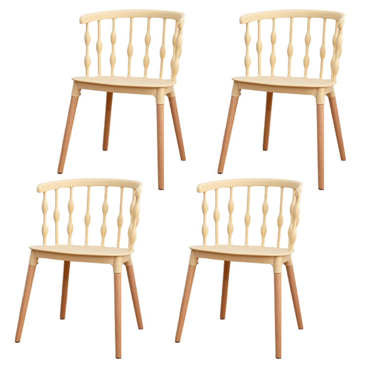 Chaise d'appoint scandinave à dossier Windsor en hêtre, couleurs acidulées, chaise de salle à manger en bois (Ensemble de 4)