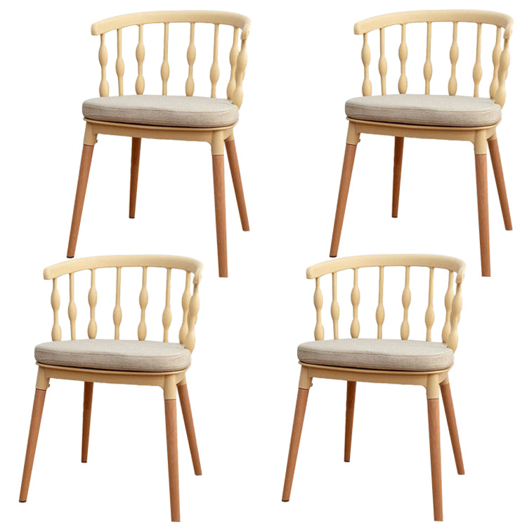Chaise d'appoint scandinave à dossier Windsor en hêtre, couleurs acidulées, chaise de salle à manger en bois (Ensemble de 4)