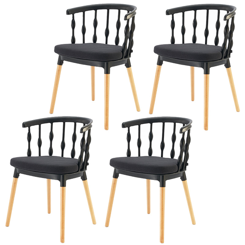 Chaise d'appoint scandinave à dossier Windsor en hêtre, couleurs acidulées, chaise de salle à manger en bois (Ensemble de 4)
